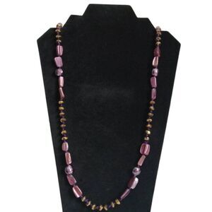 Purple & Gold Assorted Abalone Beaded Single Strand Layering Statement Necklace